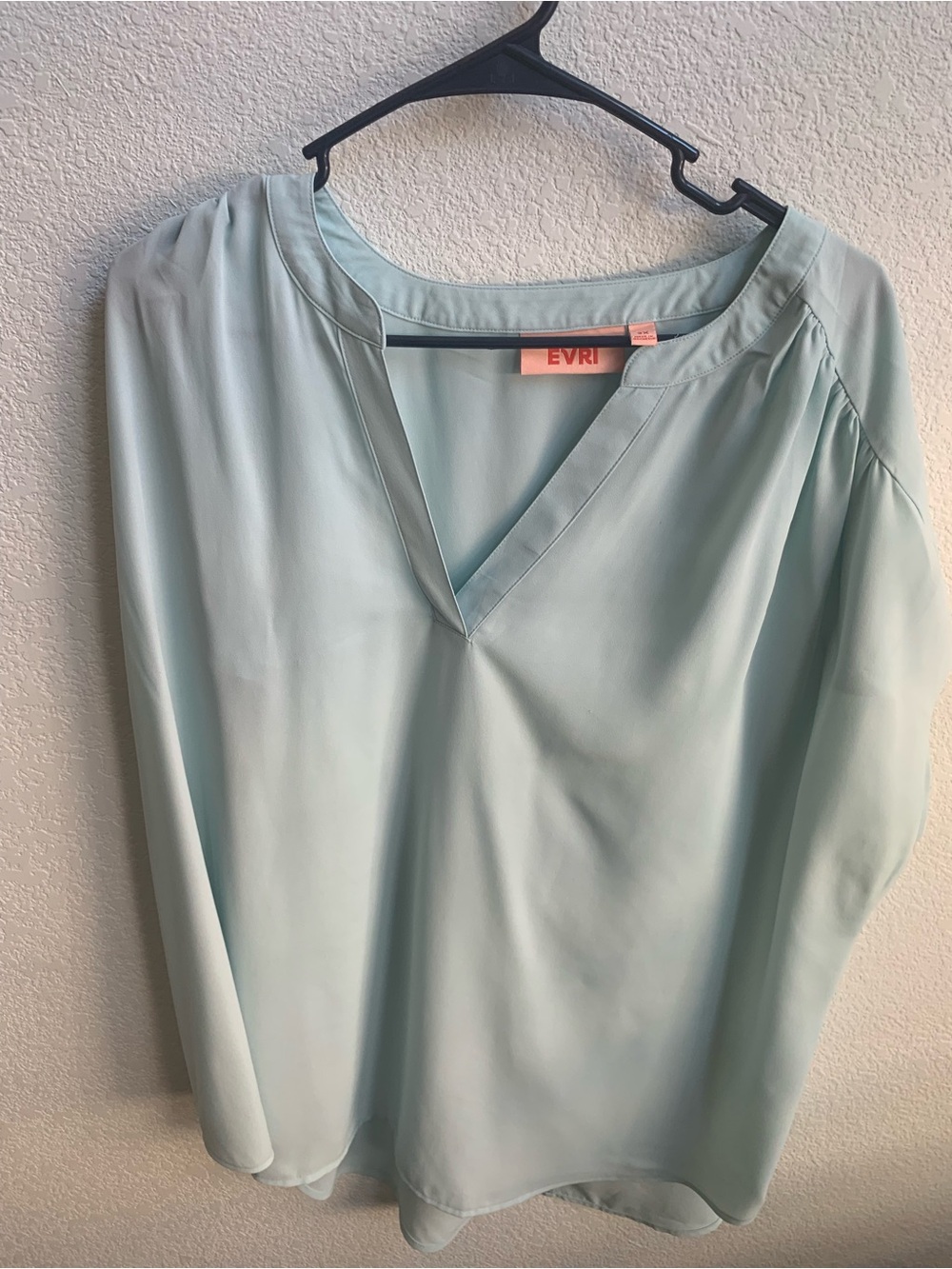 EVRI Mint Green V-Neck Long Sleeve Blouse